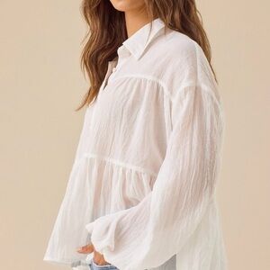 NWT ALTARD STATE RENEE FLOWY BABY DOLL WHITE TOP XS